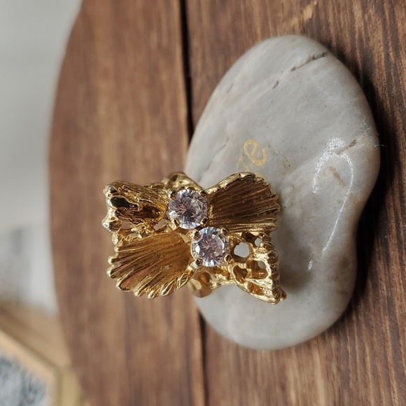 Park lane vintage modernist cocktail ring Hge Gold ‎ R637 size 7 RARE find